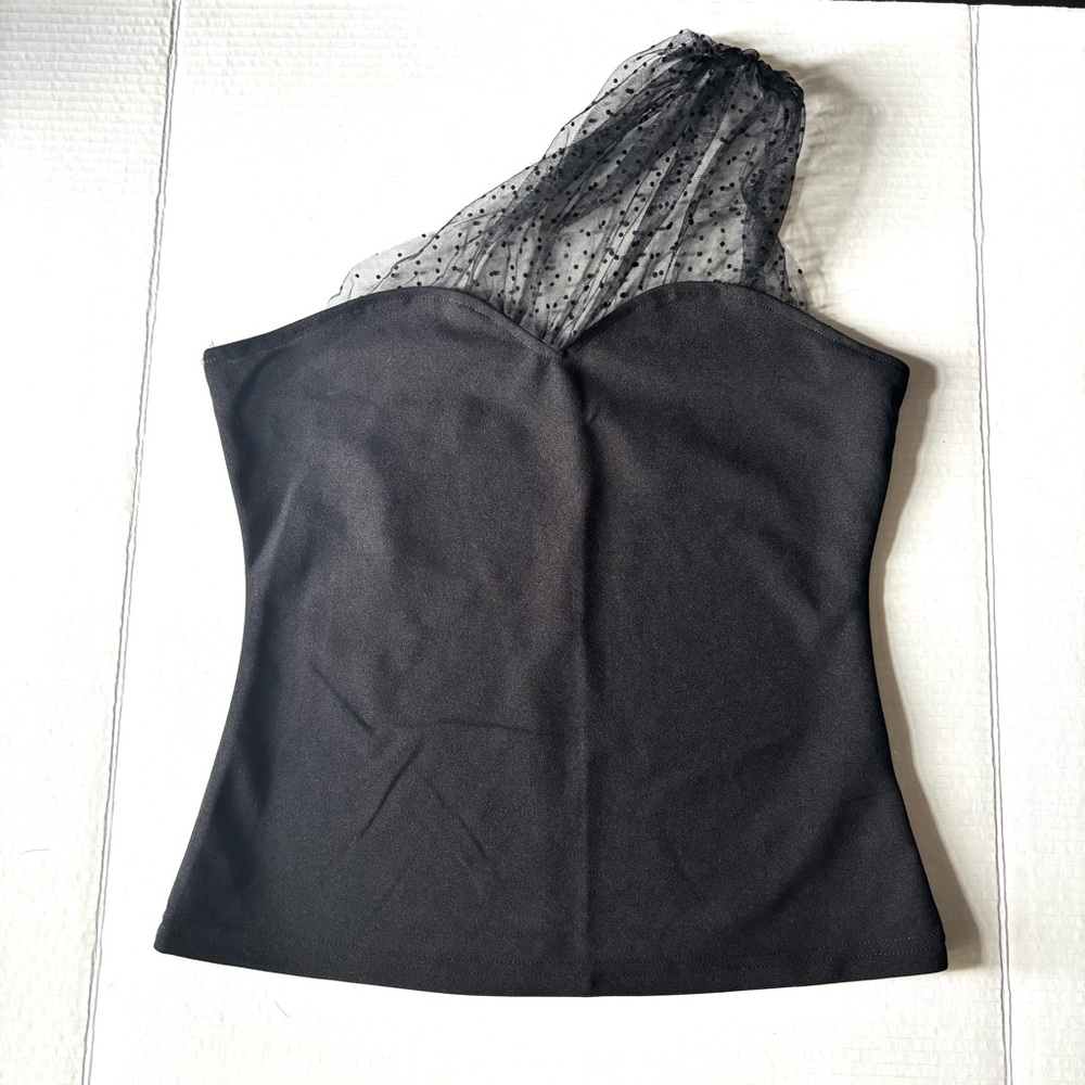 Black Asymmetrical Bustier Top